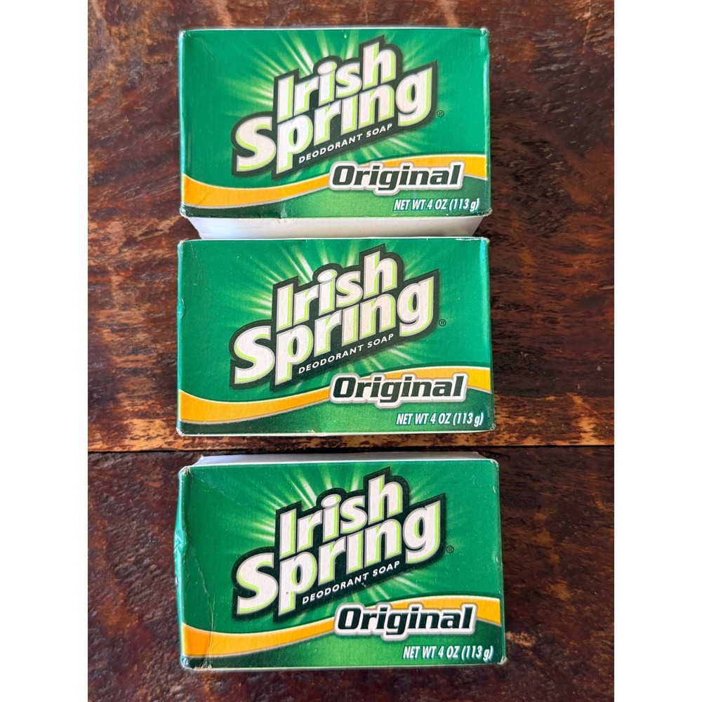 Original Formula Irish Spring Deodorant Soap 3 Bars 4oz Green NIB Fresh Clean